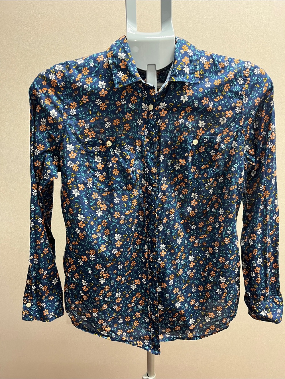 St. John's Bay Navy Floral Button-Front Shirt